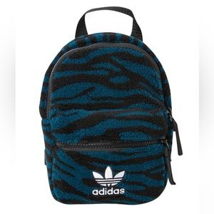 Adidas NWT Sherpa Zebra print Teddy Fur Bp Mini Backpack Crossbody Bag
